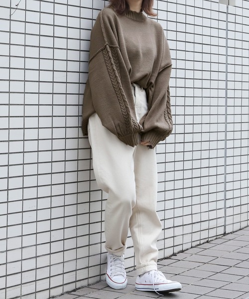 PairPair(ペアペア)の「袖ケーブルダメージニット(ニット/セーター・レディース・ベージュ/ブルー/モカ・FREE)」の19枚目の写真