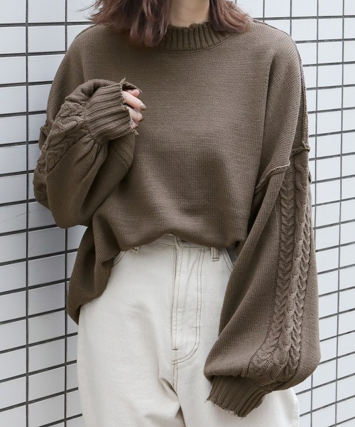 PairPair(ペアペア)の「袖ケーブルダメージニット(ニット/セーター・レディース・ベージュ/ブルー/モカ・FREE)」の20枚目の写真