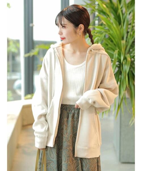 koe（コエ）の「TC裏起毛ジップパーカー21S（パーカー・レディース・カーキ/チャコールグレー/ピンク系その他2/ダークブルー/ライトグレー/ライトベージュ・L/XL/S/M）」の11枚目の写真