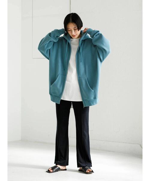 koe（コエ）の「TC裏起毛ジップパーカー21S（パーカー・レディース・カーキ/チャコールグレー/ピンク系その他2/ダークブルー/ライトグレー/ライトベージュ・L/XL/S/M）」の19枚目の写真