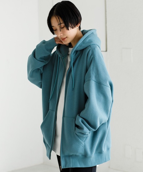 koe（コエ）の「TC裏起毛ジップパーカー21S（パーカー・レディース・カーキ/チャコールグレー/ピンク系その他2/ダークブルー/ライトグレー/ライトベージュ・L/XL/S/M）」の5枚目の写真