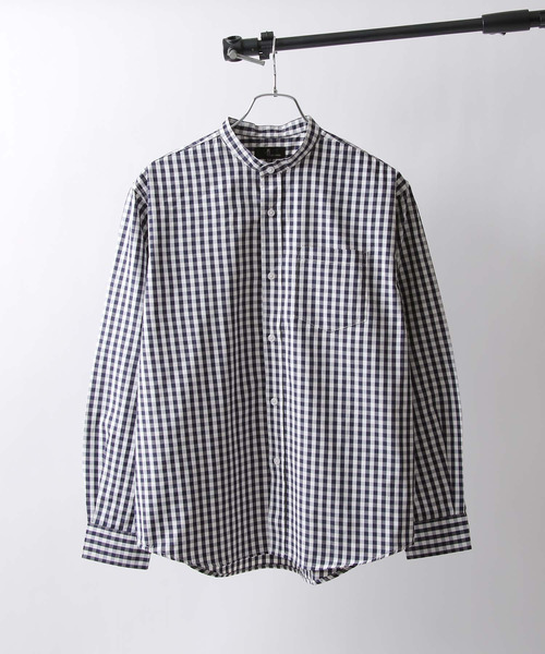 ZIP FIVE（ジップファイブ）の「【ZIP FIVE】高密度T/Cブロード長袖バンドカラーリラックスシャツ/無地/ストライプ/チェック（シャツ/ブラウス・メンズ・ネイビー系2/パープル/ブラック/オリーブ/ホワイト系/ネイビー系/ブラック系/ベージュ/チャコール/ブルー/ダークネイビー/ブルー系/ネイビー系1/オフホワイト・MEDIUM/LARGE/X-LARGE/SMALL）」の12枚目の写真