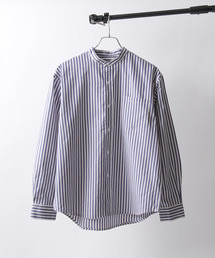 ZIP FIVE | 高密度T/Cブロード長袖バンドカラーリラックスシャツ/無地/ストライプ/チェック(シャツ/ブラウス)