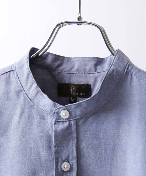 ZIP FIVE（ジップファイブ）の「【ZIP FIVE】高密度T/Cブロード長袖バンドカラーリラックスシャツ/無地/ストライプ/チェック（シャツ/ブラウス・メンズ・ネイビー系2/パープル/ブラック/オリーブ/ホワイト系/ネイビー系/ブラック系/ベージュ/チャコール/ブルー/ダークネイビー/ブルー系/ネイビー系1/オフホワイト・MEDIUM/LARGE/X-LARGE/SMALL）」の20枚目の写真
