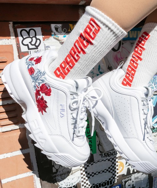 fila disruptor pink flowers