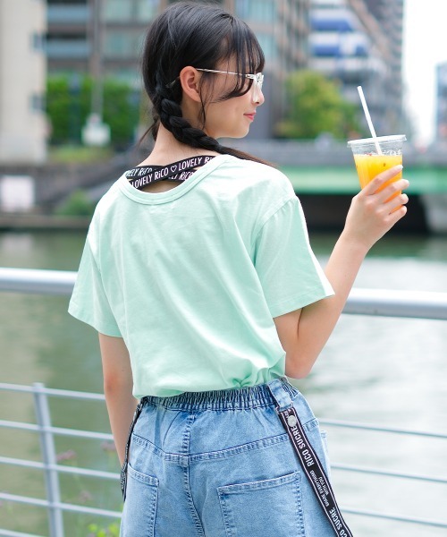 RiCO SUCRE(リコシュクレ)の「バッククロスTシャツ(Tシャツ/カットソー・キッズ・ラベンダー/ライトイエロー/ミント/オフホワイト/ブラック/ブラック系2/グリーン系/ホワイト系/ブラック系/パープル・140/160/130/150/165)」の6枚目の写真