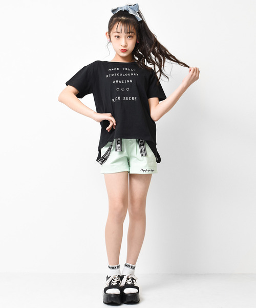 RiCO SUCRE(リコシュクレ)の「バッククロスTシャツ(Tシャツ/カットソー・キッズ・ラベンダー/ライトイエロー/ミント/オフホワイト/ブラック/ブラック系2/グリーン系/ホワイト系/ブラック系/パープル・140/160/130/150/165)」の13枚目の写真
