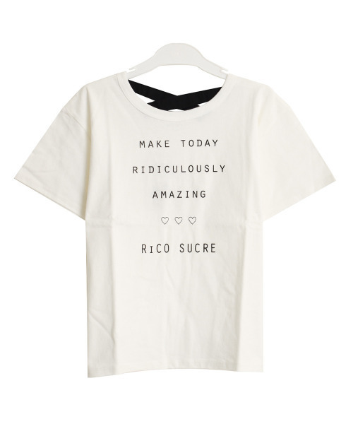 RiCO SUCRE(リコシュクレ)の「バッククロスTシャツ(Tシャツ/カットソー・キッズ・ラベンダー/ライトイエロー/ミント/オフホワイト/ブラック/ブラック系2/グリーン系/ホワイト系/ブラック系/パープル・140/160/130/150/165)」の14枚目の写真