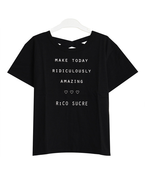 RiCO SUCRE(リコシュクレ)の「バッククロスTシャツ(Tシャツ/カットソー・キッズ・ラベンダー/ライトイエロー/ミント/オフホワイト/ブラック/ブラック系2/グリーン系/ホワイト系/ブラック系/パープル・140/160/130/150/165)」の12枚目の写真