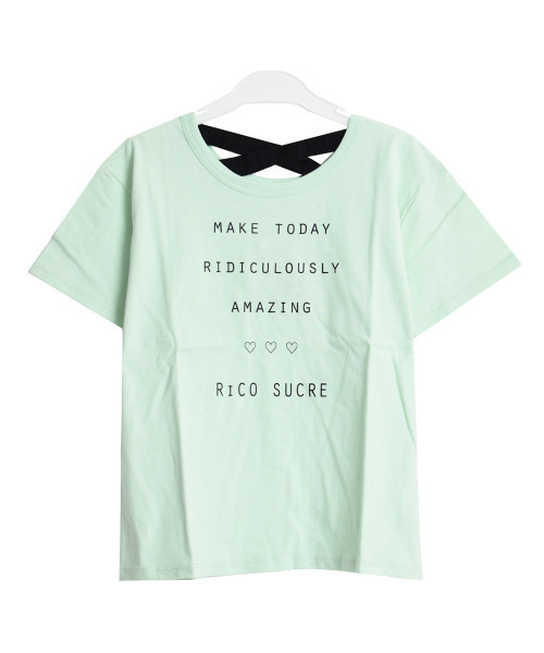 RiCO SUCRE(リコシュクレ)の「バッククロスTシャツ(Tシャツ/カットソー・キッズ・ラベンダー/ライトイエロー/ミント/オフホワイト/ブラック/ブラック系2/グリーン系/ホワイト系/ブラック系/パープル・140/160/130/150/165)」の18枚目の写真
