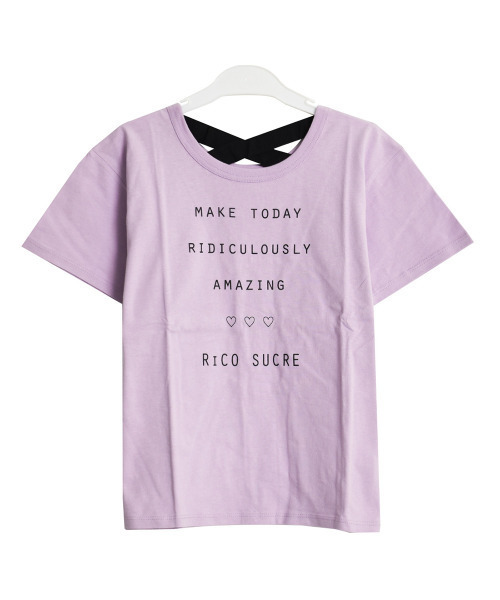 RiCO SUCRE(リコシュクレ)の「バッククロスTシャツ(Tシャツ/カットソー・キッズ・ラベンダー/ライトイエロー/ミント/オフホワイト/ブラック/ブラック系2/グリーン系/ホワイト系/ブラック系/パープル・140/160/130/150/165)」の22枚目の写真