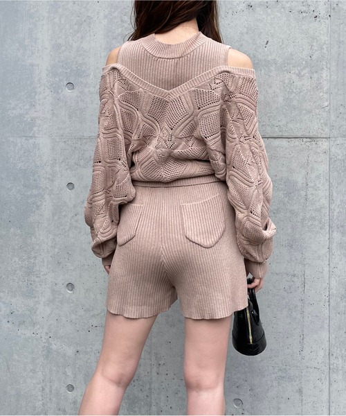 SPIRALGIRL（スパイラルガール）の「透かし編みニットセットアップ（ワンピース・レディース・ブラック/ベージュ/グリーン・FREE）」の13枚目の写真