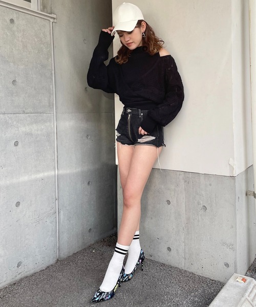 SPIRALGIRL（スパイラルガール）の「透かし編みニットセットアップ（ワンピース・レディース・ブラック/ベージュ/グリーン・FREE）」の7枚目の写真