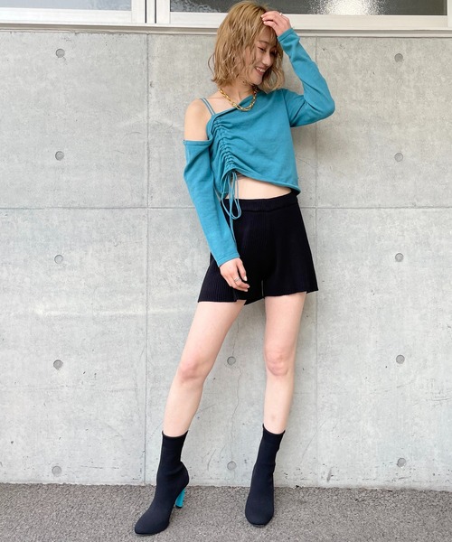 SPIRALGIRL（スパイラルガール）の「透かし編みニットセットアップ（ワンピース・レディース・ブラック/ベージュ/グリーン・FREE）」の10枚目の写真