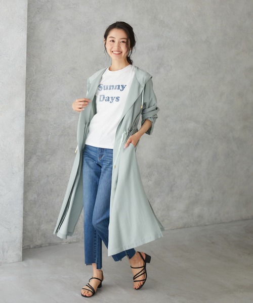 Rewde（ルゥデ）の「フーディロングコート（1R24-8217105）（その他アウター・レディース・ベージュ/グレー/ミント・M）」の3枚目の写真