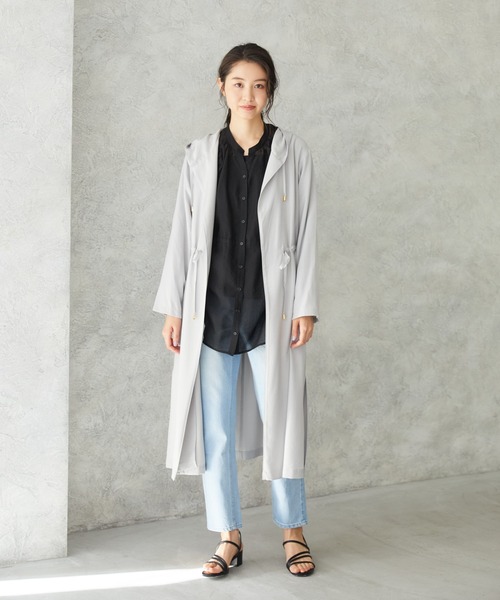 Rewde（ルゥデ）の「フーディロングコート（1R24-8217105）（その他アウター・レディース・ベージュ/グレー/ミント・M）」の13枚目の写真