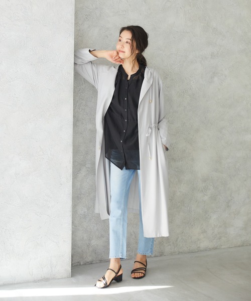 Rewde（ルゥデ）の「フーディロングコート（1R24-8217105）（その他アウター・レディース・ベージュ/グレー/ミント・M）」の8枚目の写真