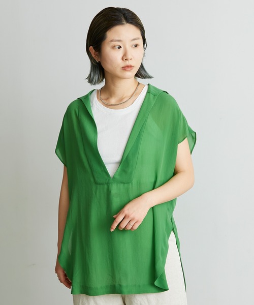 nitca（ニトカ）の「◇キュプラパウダーデシン スキッパーセーラーブラウス（シャツ/ブラウス・レディース・グリーン/ブラック・FREE）」の13枚目の写真