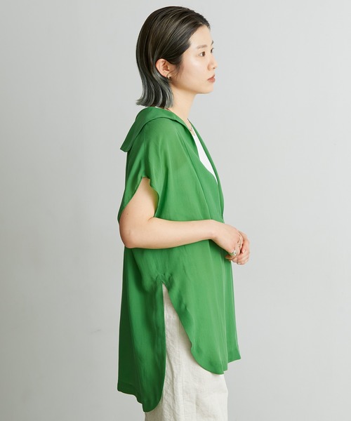 nitca（ニトカ）の「◇キュプラパウダーデシン スキッパーセーラーブラウス（シャツ/ブラウス・レディース・グリーン/ブラック・FREE）」の14枚目の写真