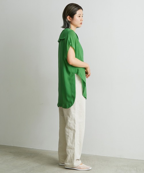 nitca（ニトカ）の「◇キュプラパウダーデシン スキッパーセーラーブラウス（シャツ/ブラウス・レディース・グリーン/ブラック・FREE）」の5枚目の写真