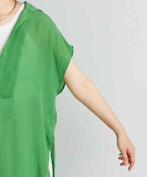 nitca（ニトカ）の「◇キュプラパウダーデシン スキッパーセーラーブラウス（シャツ/ブラウス・レディース・グリーン/ブラック・FREE）」の9枚目の写真