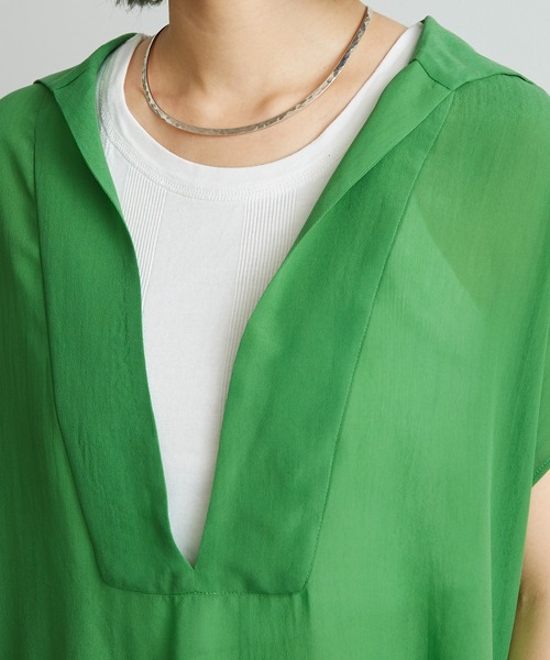 nitca（ニトカ）の「◇キュプラパウダーデシン スキッパーセーラーブラウス（シャツ/ブラウス・レディース・グリーン/ブラック・FREE）」の10枚目の写真