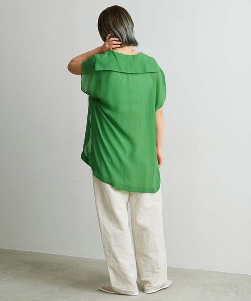 nitca（ニトカ）の「◇キュプラパウダーデシン スキッパーセーラーブラウス（シャツ/ブラウス・レディース・グリーン/ブラック・FREE）」の6枚目の写真