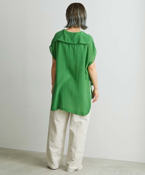 nitca（ニトカ）の「◇キュプラパウダーデシン スキッパーセーラーブラウス（シャツ/ブラウス・レディース・グリーン/ブラック・FREE）」の7枚目の写真