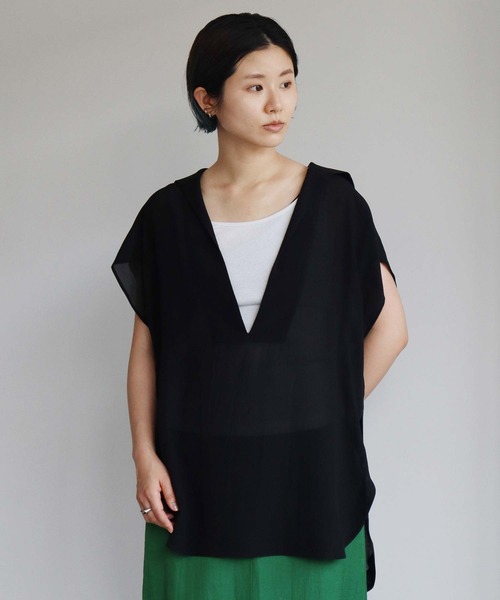 nitca（ニトカ）の「◇キュプラパウダーデシン スキッパーセーラーブラウス（シャツ/ブラウス・レディース・グリーン/ブラック・FREE）」の16枚目の写真