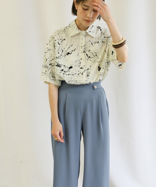 select MOCA（セレクトモカ）の「ウエストラップデザインワイドパンツ（スラックス・レディース・ブルー/ライトベージュ/チャコール・FREE）」の13枚目の写真