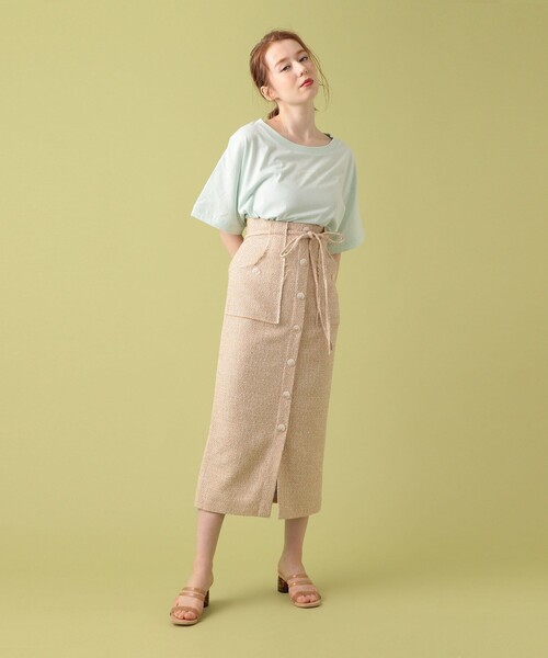 ME COUTURE（ミークチュール）の「ラメツイードミディスカート  