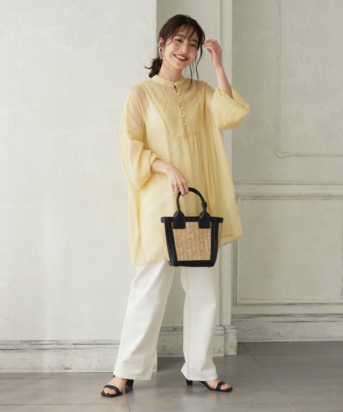 KOBE LETTUCE(コウベレタス)の「シャイニーシアーブラウス(シャツ/ブラウス・レディース・アイボリー/ミント/イエロー/パープル系その他/オレンジ系その他・FREE)」の14枚目の写真