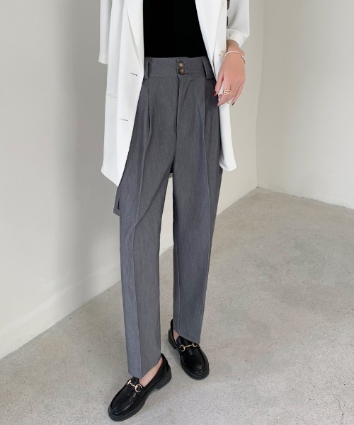 ABITOKYO(アビトーキョー)の「フロントタック入りセミワイドパンツ(スラックス・レディース・ブルー/ブラック/ピンク/グレー・L/S/M)」の5枚目の写真