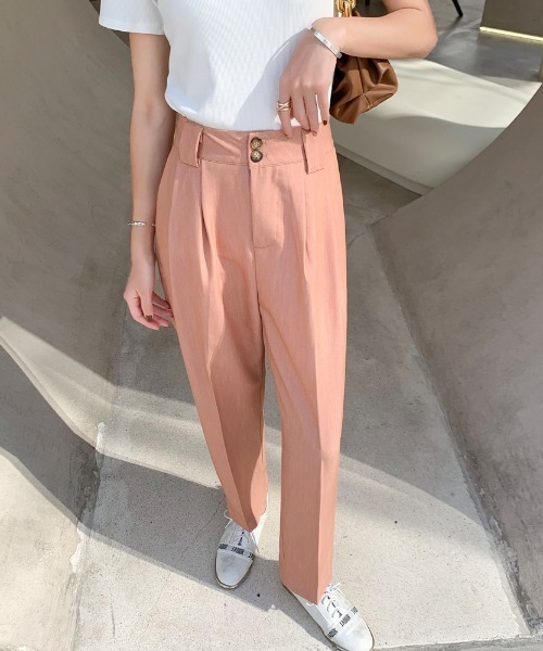 ABITOKYO(アビトーキョー)の「フロントタック入りセミワイドパンツ(スラックス・レディース・ブルー/ブラック/ピンク/グレー・L/S/M)」の7枚目の写真