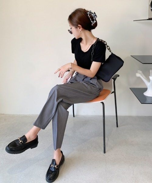 ABITOKYO(アビトーキョー)の「フロントタック入りセミワイドパンツ(スラックス・レディース・ブルー/ブラック/ピンク/グレー・L/S/M)」の15枚目の写真