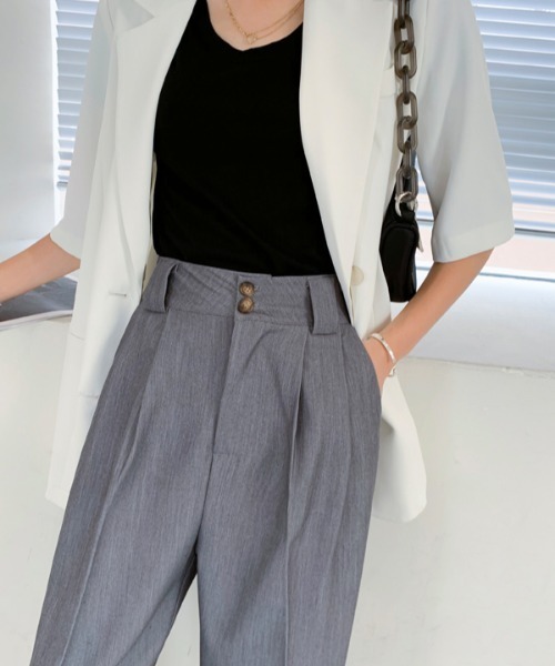 ABITOKYO(アビトーキョー)の「フロントタック入りセミワイドパンツ(スラックス・レディース・ブルー/ブラック/ピンク/グレー・L/S/M)」の19枚目の写真