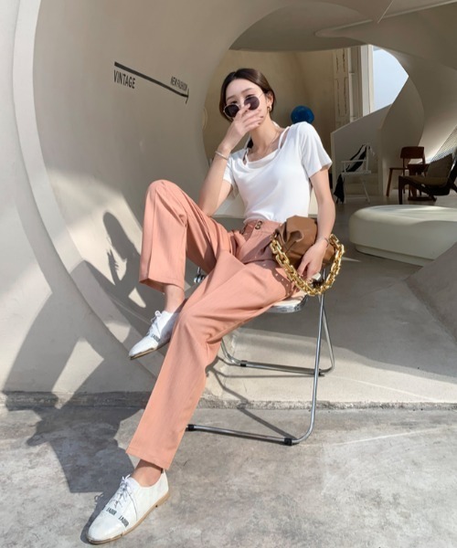 ABITOKYO(アビトーキョー)の「フロントタック入りセミワイドパンツ(スラックス・レディース・ブルー/ブラック/ピンク/グレー・L/S/M)」の22枚目の写真