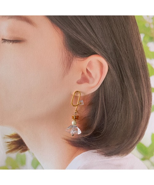 tone(トーン)の「【-lensa-】レックオパールとパールビーズの神秘的ピアス(MA)(ピアス(両耳用)・レディース・ゴールド・FREE)」の3枚目の写真