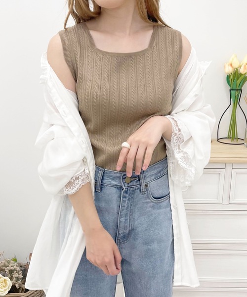 apres jour（アプレジュール）の「2WAYケーブルニットタンク【ZOZOTOWN限定アイテム】（ニット/セーター・レディース・アイボリー/ブラック/モカ・フリー/X-LARGE）」の3枚目の写真