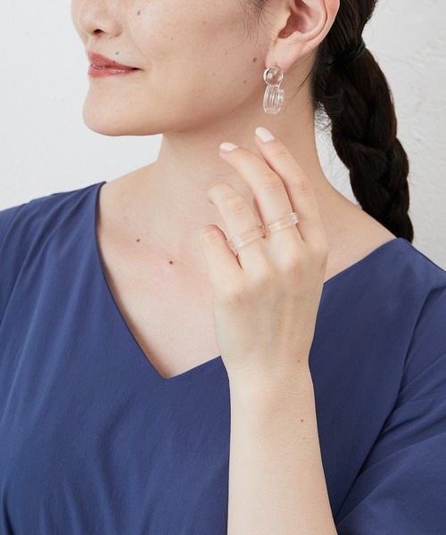 Lampwork アクセサリー Hario ロールラインピアス ピアス 両耳用 Hario Hario ハリオ Ear別注 Lampwork Factory ハリオランプワークファクトリー のファッション