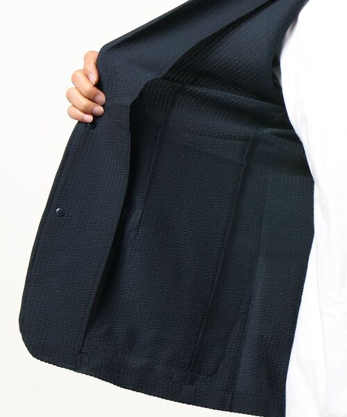 BAYBLO（ベイブロ）の「シアサッカー 2つボタン テーラード ジャケット(BG)（テーラードジャケット・メンズ・ブラック/ネイビー/ネイビー×ホワイト・MEDIUM/LARGE）」の6枚目の写真