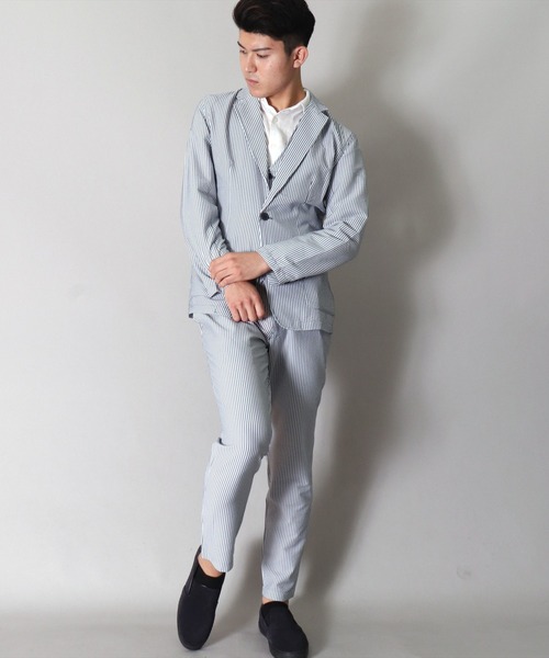 BAYBLO（ベイブロ）の「シアサッカー 2つボタン テーラード ジャケット(BG)（テーラードジャケット・メンズ・ブラック/ネイビー/ネイビー×ホワイト・MEDIUM/LARGE）」の11枚目の写真