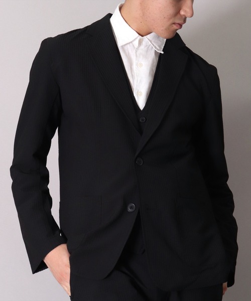 BAYBLO（ベイブロ）の「シアサッカー 2つボタン テーラード ジャケット(BG)（テーラードジャケット・メンズ・ブラック/ネイビー/ネイビー×ホワイト・MEDIUM/LARGE）」の8枚目の写真