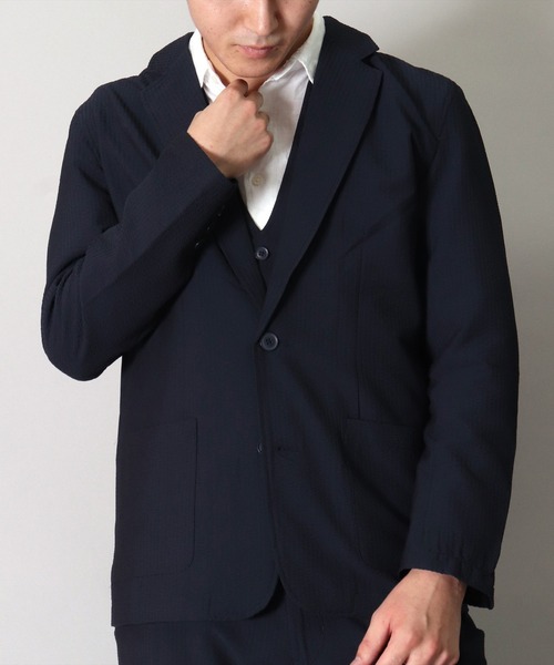 BAYBLO（ベイブロ）の「シアサッカー 2つボタン テーラード ジャケット(BG)（テーラードジャケット・メンズ・ブラック/ネイビー/ネイビー×ホワイト・MEDIUM/LARGE）」の10枚目の写真