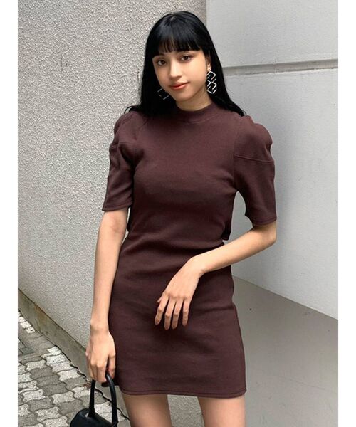 EMODA（エモダ）の「バックオープンリブワンピース（ワンピース・レディース・カーキ/ブラウン/ブラック/パープル・FREE）」の8枚目の写真