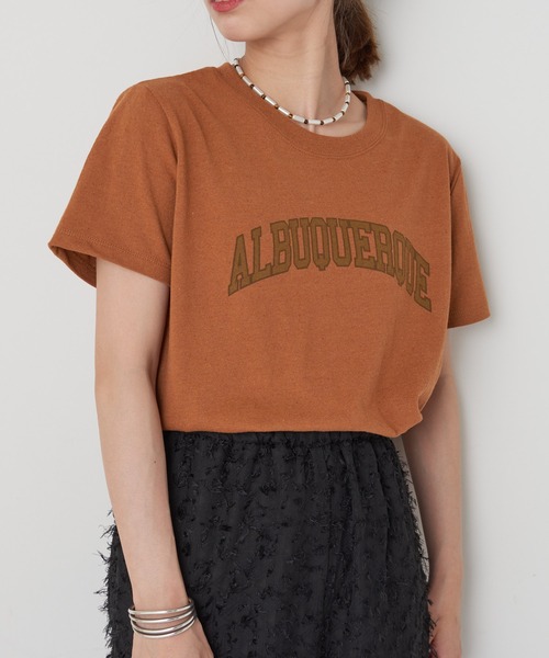 CIAOPANIC（チャオパニック）の「ECORICH"ALBUQUERQUE"Tee/ロゴプリントTシャツ（Tシャツ/カットソー・レディース・チャコールグレー/アイボリー/キャメル・FREE）」の12枚目の写真