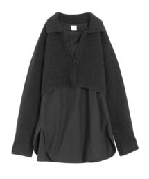 ビックカラーショートニットセットブラウス