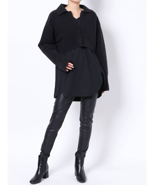 ELENDEEK（エレンディーク）の「ビックカラーショートニットセットブラウス（ニット/セーター・レディース・ブラック/オフホワイト・FREE）」の12枚目の写真