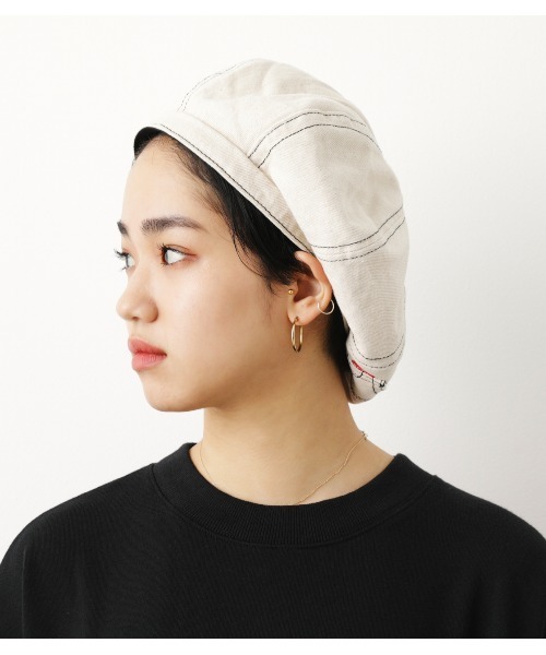 RODEO CROWNS WIDE BOWL(ロデオクラウンズワイドボウル)の「ペインターベレー(ハンチング/ベレー帽・レディース・ブラック/オフホワイト/ブルー・FREE)」の11枚目の写真