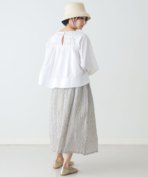 BEAMS LIGHTS（ビームスライツ）の「BEAMS LIGHTS / ストライプ ギャザー スカート（スカート・レディース・ベージュ/ブルー・ONE SIZE）」の21枚目の写真